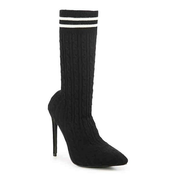 Liliana Shoes - Liliana black sweater sock heels